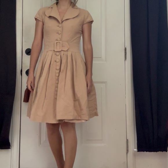 Tan Linen Dress - Picture 12 of 16